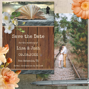 Ihre Foto Book Lover Library Save the Date Card Einladung