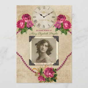 Ihre Foto-Erinnerungsservice-Rosen-Perlen-Uhr Einladung