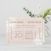 Ihre Foto Gold Rose Damask Blumenhochzeit Einladung (Stehend Vorderseite)