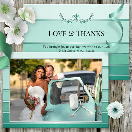 Ihre Foto-Grün-Streifen Hochzeit Danke-Karte Save The Date