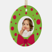 Ihre Foto-Grünwreath-Rahmen-Weihnachtsverzierung Keramikornament (Rechts)