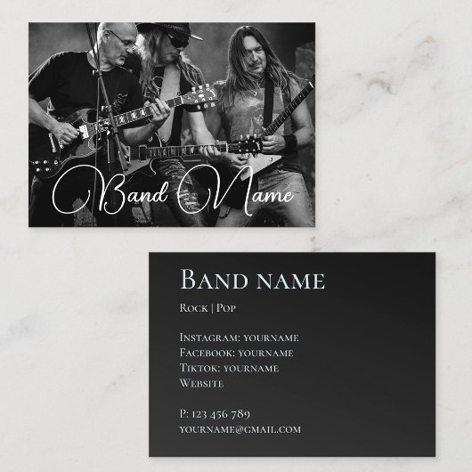 Ihre Foto-Musikband-Gruppe Black Business Card Visitenkarte