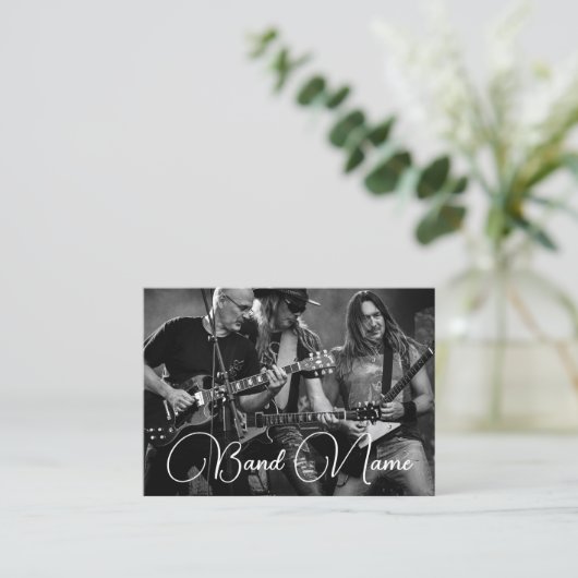 Ihre Foto-Musikband-Gruppe Black Business Card Visitenkarte (Stehend Vorderseite)