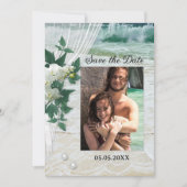 Ihre Foto QR Code Beach Orchid Save the Date Karte (Vorderseite)