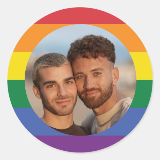 IHRE Foto-Regenbogenflagge Runder Aufkleber (Vorderseite)