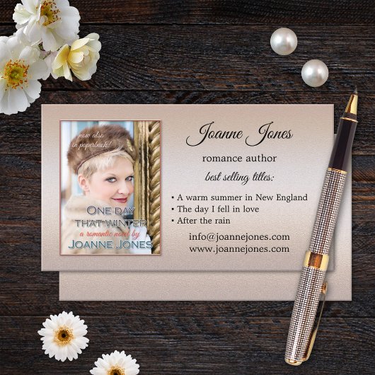 Ihre Foto Rose Gold Metallic Author Business Card Visitenkarte