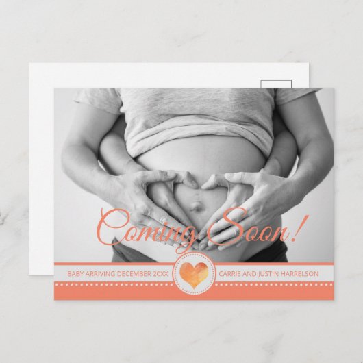 Ihre Foto-Schwangerschaftsankündigung kommt bald Ankündigungspostkarte (Vorne/Hinten)