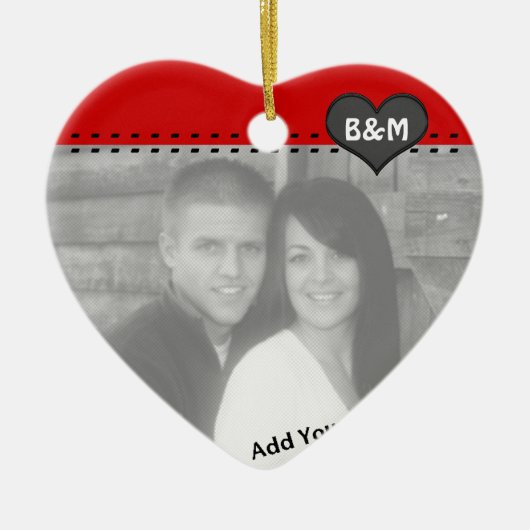 Ihre Foto-und Initialen-erste Weihnachtsverzierung Keramik Ornament (Vorne)