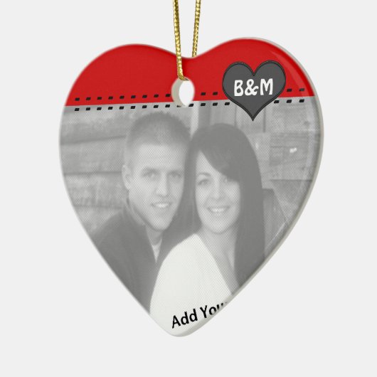 Ihre Foto-und Initialen-erste Weihnachtsverzierung Keramik Ornament (Links)