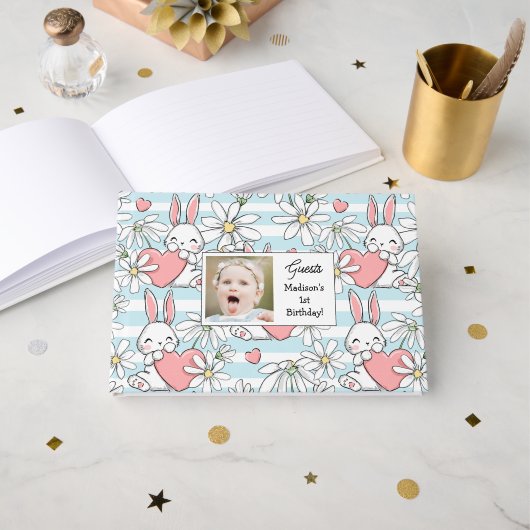 IHRE Foto- und Text-Liebe Bunny Gästebuch (Vorderseite Offen)