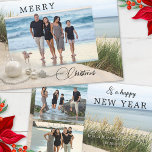 Ihre Fotos Beach Collage Weihnachtskarte Feiertagskarte<br><div class="desc">Eine elegante Weihnachtskarte mit 3 eigenen Fotos in Stranddesign. Auf der Rückseite können Sie auch Ihre Neujahrswünsche hinzufügen.</div>