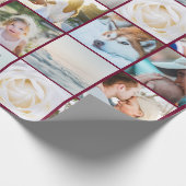 Ihre Fotos Custom Collage Moderne Burgund Geschenkpapier (Ecke)