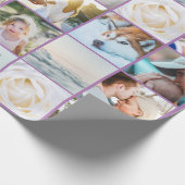 Ihre Fotos Custom Collage Moderner Lavendel Geschenkpapier (Ecke)