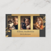 Ihre Fotos Gold Gray Familientherapeutin Visitenkarte (Vorderseite)