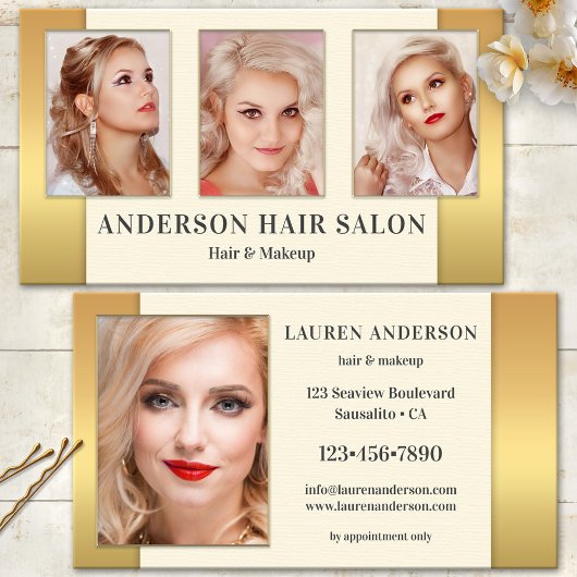 Ihre Fotos Gold Hair Beauty Business Card Visitenkarte