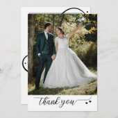 Ihre Fotos schreiben Schwarz-Weiß-Hochzeit Dankeskarte (Vorne/Hinten)