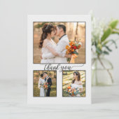 Ihre Fotos Script Gray Wedding Dankeschön Karte (Stehend Vorderseite)