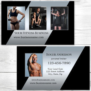 Ihre Fotos Silber Schwarz Personal Trainer Visitenkarte