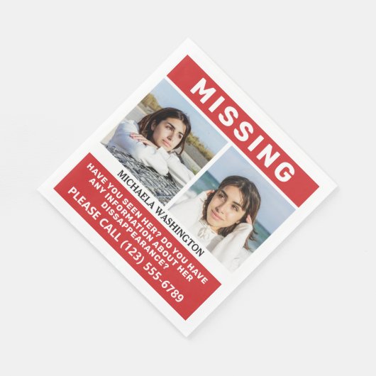 IHRE Fotos & Text "VERMISSTE PERSON" Serviette (Ecke)