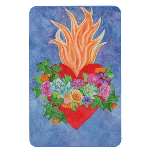 IHRE FOTOVORLAGE ODER Brennen Herz & Blume Magnet (Vertikal)