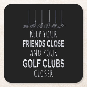 Ihre Freunde Nah und Ihre Golfklubs Naher behalten Rechteckiger Pappuntersetzer
