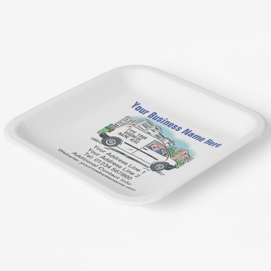 Ihre Geschäftsdaten am Platz Pappteller (Gewinkelt)