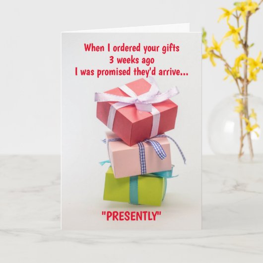 Ihre Geschenke kommen... Karte (Gelbe Blume)