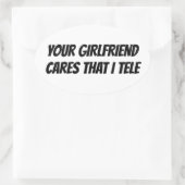 Ihre Girlfriend Cares that I Tele - oval Aufkleber (Tasche)