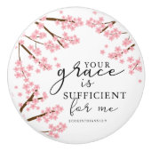 Ihre Gnade ist ausreichend Bibelkirschblüten Keramikknauf (Vorderseite)