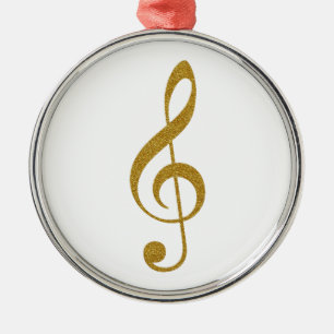 ihre goldene Treble-Klammer musikalische Note Silbernes Ornament