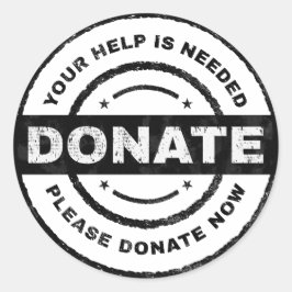 Ihre Hilfe ist notwendig Spendenaufkleber für die  Runder Aufkleber
