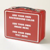 Ihre Hintergrundfarbe, Ihr Bild, Ihr eigener Text Metall Brotdose (Rückseite)