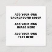 Ihre Hintergrundfarbe, Ihr Bild, Ihr eigener Text Telefonnummerkarte (Rückseite)