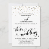 Ihre Hochzeitskalligraphie mit Herz, Gold Confetti Einladung (Vorderseite)