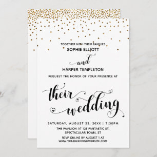 Ihre Hochzeitskalligraphie mit Herz, Gold Confetti Einladung