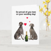 Ihre Hochzeitstag-(GSP u. Weimaraner) Gruß-Karte Karte (Gelbe Blume)