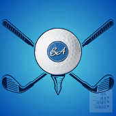 Ihre Initialen in Weiß und Schwarz auf Blau Golfball