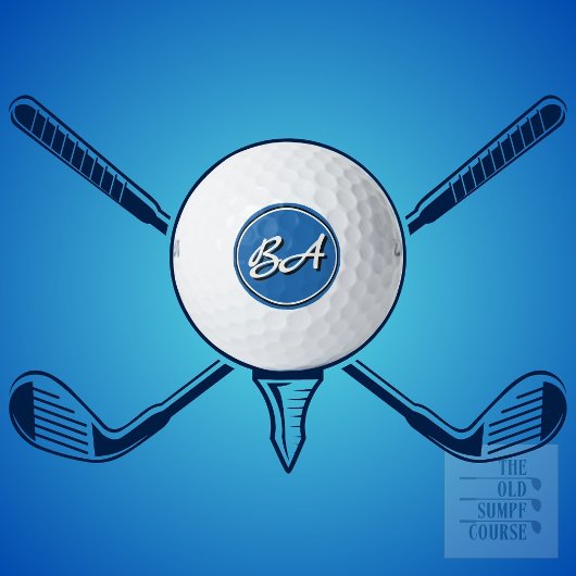 Ihre Initialen in Weiß und Schwarz auf Blau Golfball