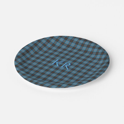 Ihre Initialen über Angus District Ancient Tartan Pappteller (Schrägansicht)