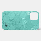 Ihre Initials Mint Green Geometric Case-Mate iPhon iPhone Hülle (Rückseite (Horizontal))