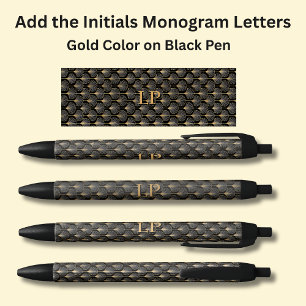 Ihre Initials Monogram Gold Geometric auf Black Kugelschreiber