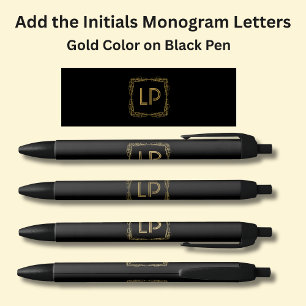 Ihre Initials Monogram Gold Geometric auf Black Kugelschreiber