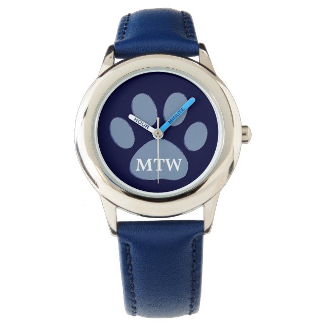 Ihre Initialzündung Hundekuh blau Armbanduhr (Vorderseite)