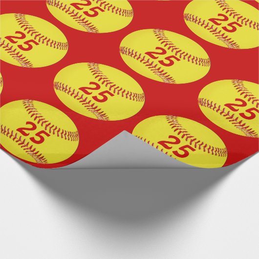 Ihre JERSEY NUMMER, FARBEN, Softball Wrapping Pape Geschenkpapier (Ecke)