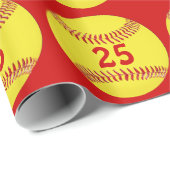 Ihre JERSEY NUMMER, FARBEN, Softball Wrapping Pape Geschenkpapier (Rolleneckpunkt)
