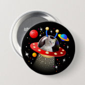 IHRE KATZE auf einem personalisierten UFO-SciFi Button (Vorne & Hinten)