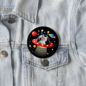 IHRE KATZE auf einem personalisierten UFO-SciFi Button (Beispiel)