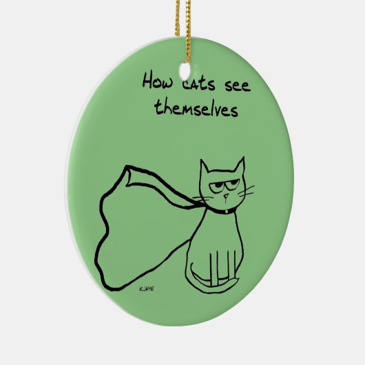 Ihre Katze der Superheld - lustiges Keramikornament (Rechts)