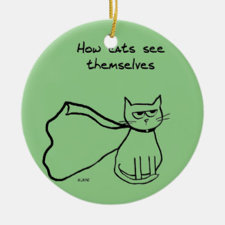 Ihre Katze der Superheld - lustiges Keramikornament