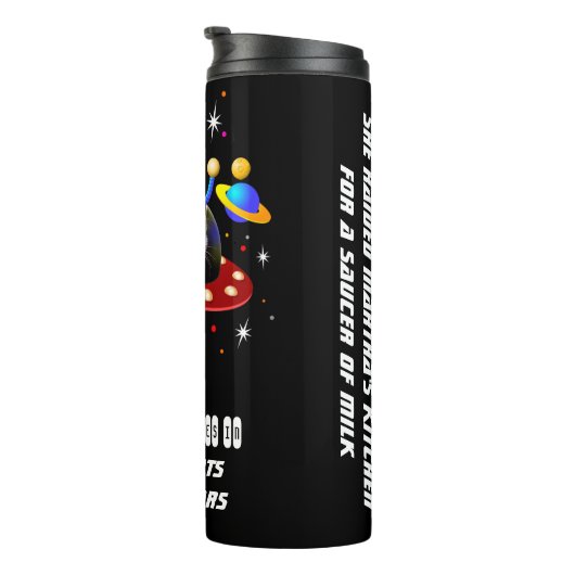 Ihre Katze im UFO Kitten Cat im Weltraum Personali Thermosbecher (Nach rechts gedreht)